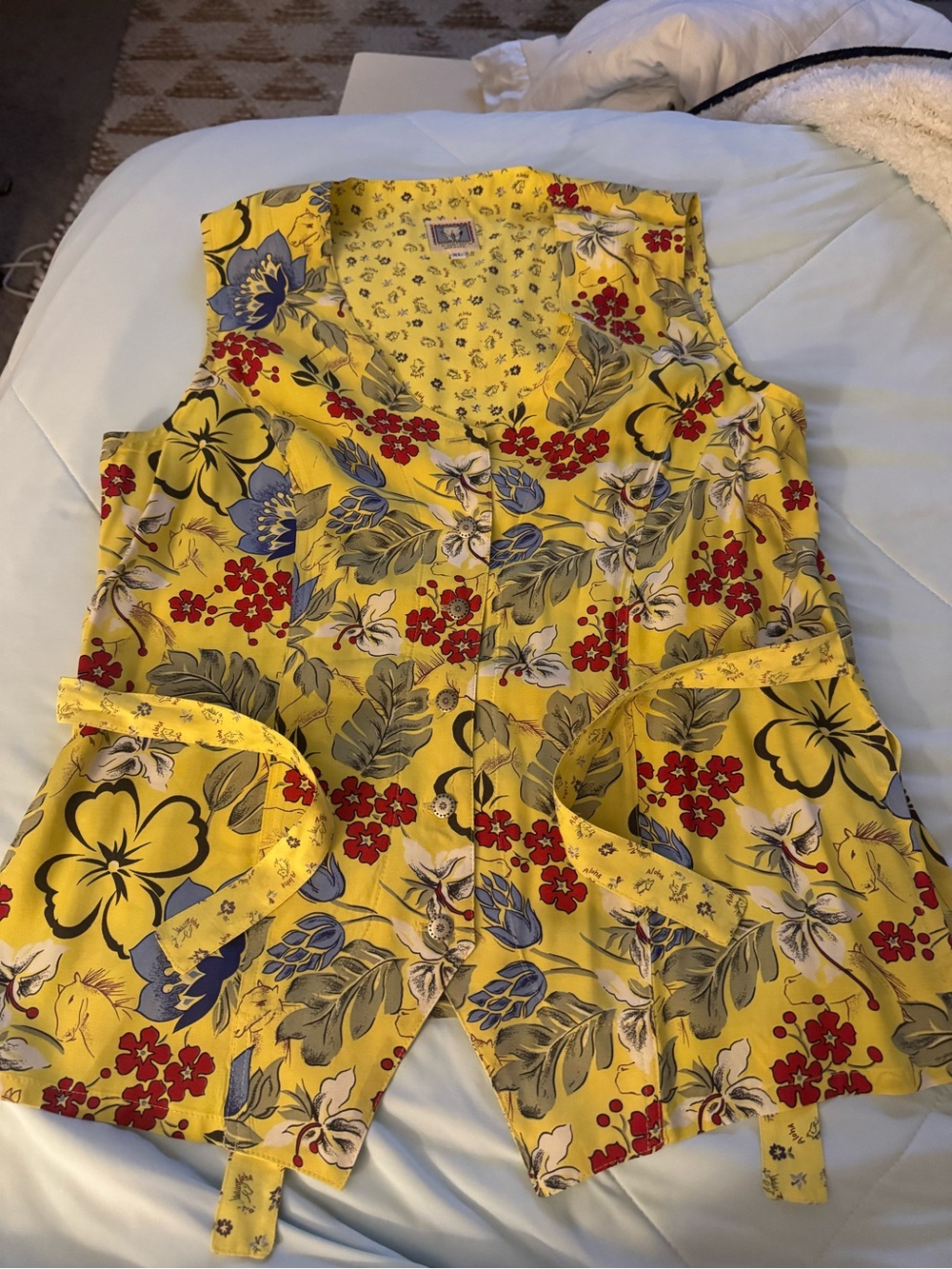Yellow Floral Button Vest- Desert West